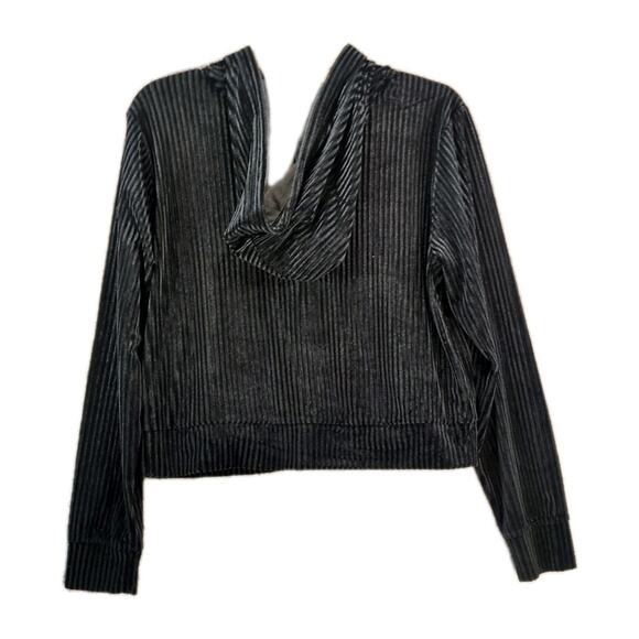 Colsie Hoodie S Cropped Black Velvet Stripe Full Zip Target Chunky 90s Style - Picture 2 of 8